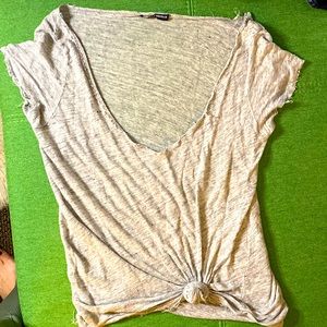 Brandy Melville stretchy low v-neck T- one size